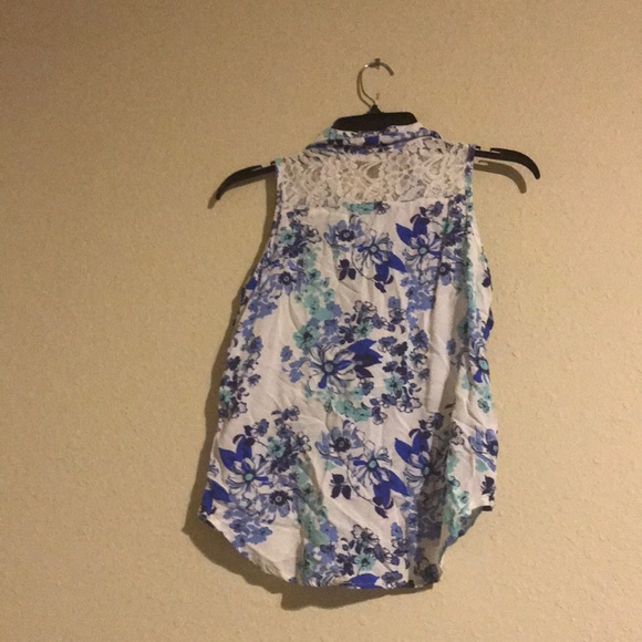 Blue and white sleeveless floral print - Picture 2 of 2